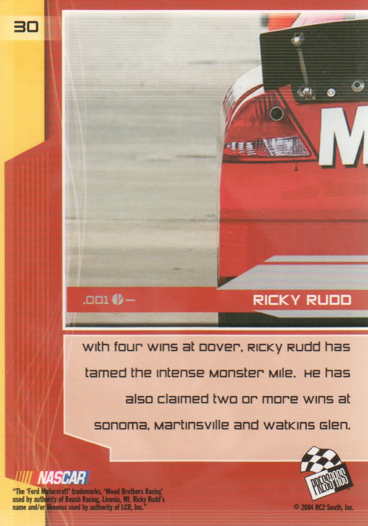 2004 Press Pass Stealth #30 Ricky Rudd back image