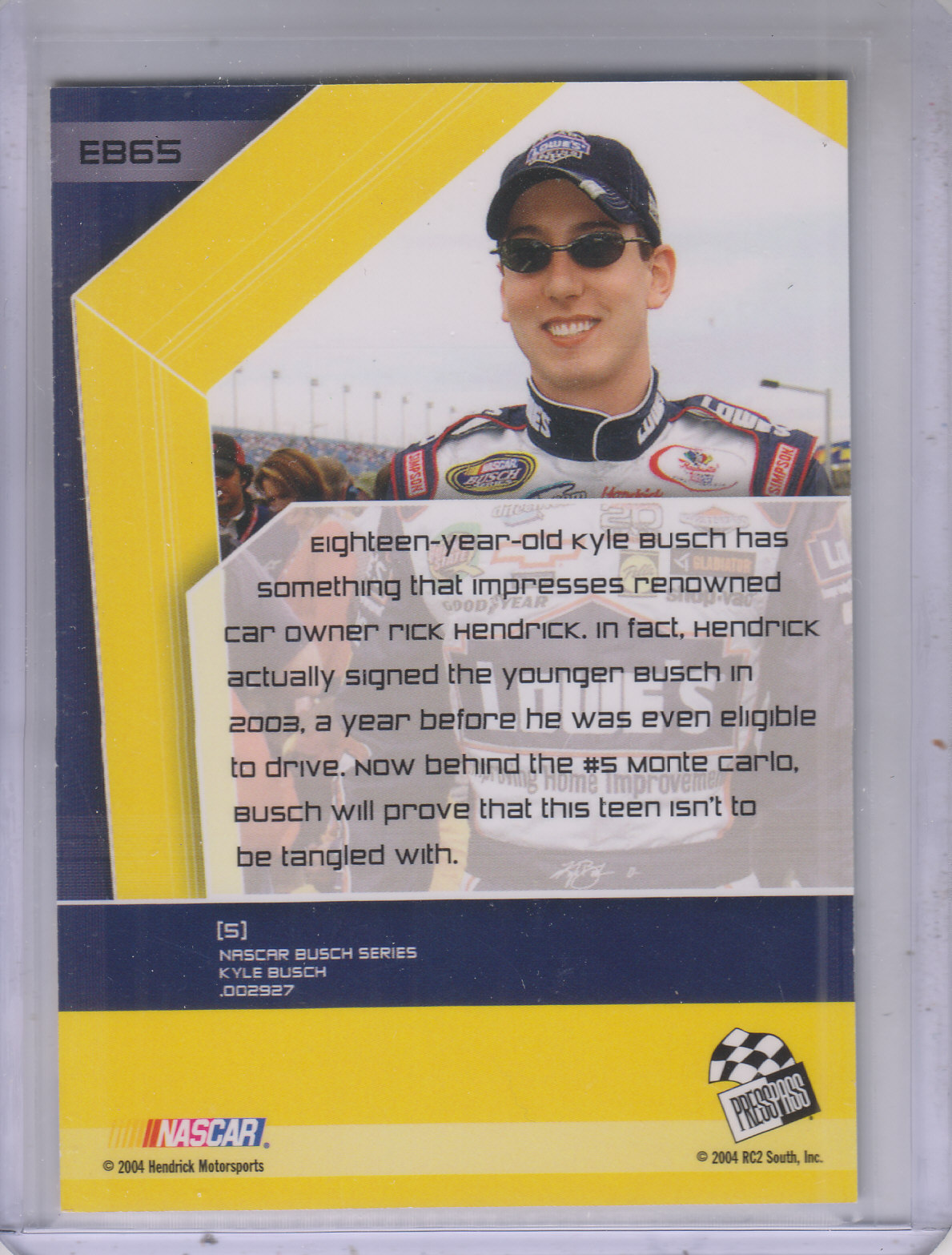 2004 Press Pass Stealth X-Ray #65 Kyle Busch back image