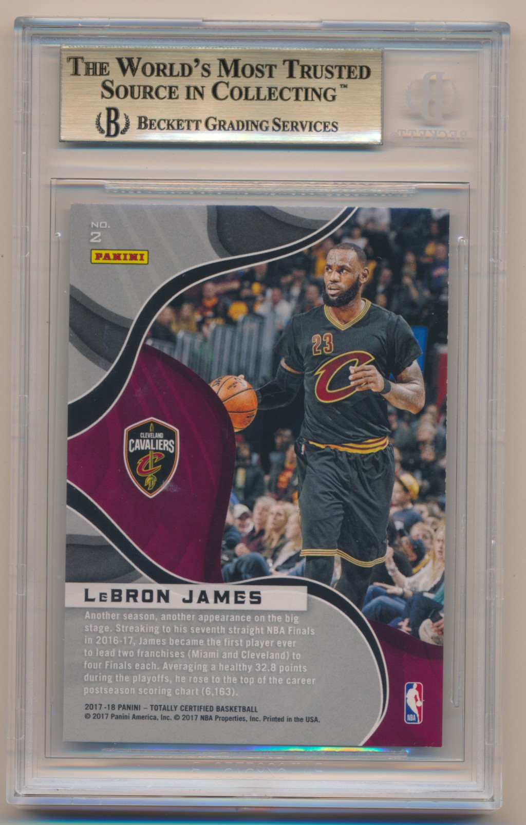 2017-18 Totally Certified The Mighty Gold #2 Lebron James /10 BGS 9.5 Gem Mint Z27342 back image