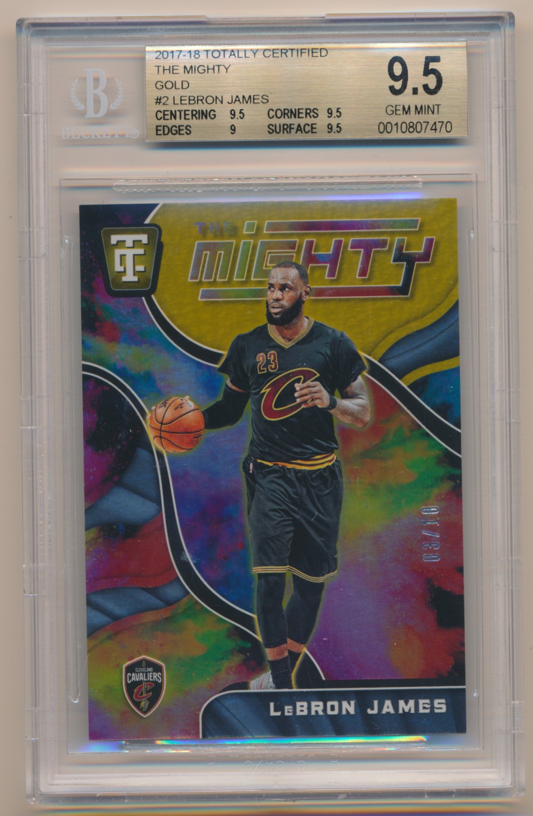 2017-18 Totally Certified The Mighty Gold #2 Lebron James /10 BGS 9.5 Gem Mint Z27342