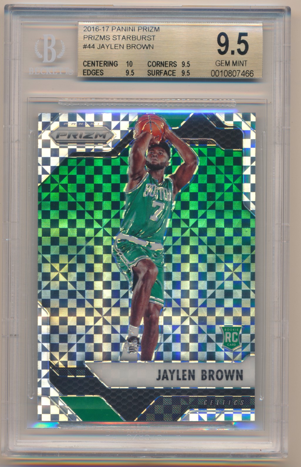 2016-17 Panini Prizm Prizms Starburst #44 Jaylen Brown Rookie Card