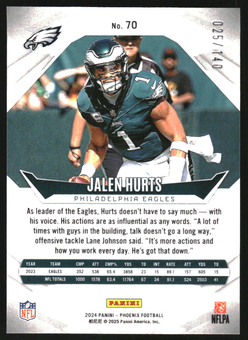 2024 Panini Phoenix Red Hyper #70 Jalen Hurts /140