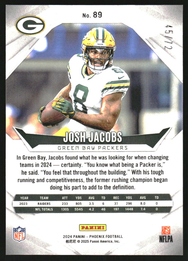 2024 Panini Phoenix Teal Fade #89 Josh Jacobs /72