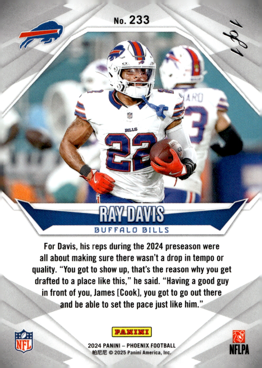 2024 Panini Phoenix Black #233 Ray Davis back image