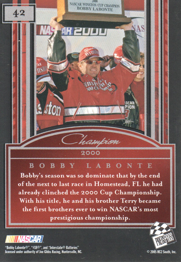 2005 Press Pass Legends #42 Bobby Labonte C back image