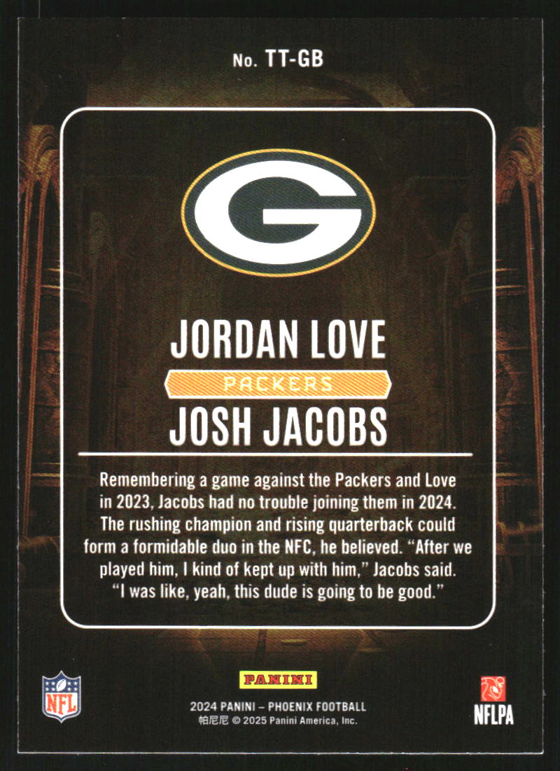 2024 Panini Phoenix Treasured Tandems #14 Jordan Love Josh Jacobs