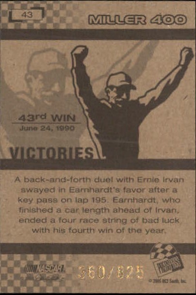 2005 Press Pass Dale Earnhardt Victories #43 Dale Earnhardt back image