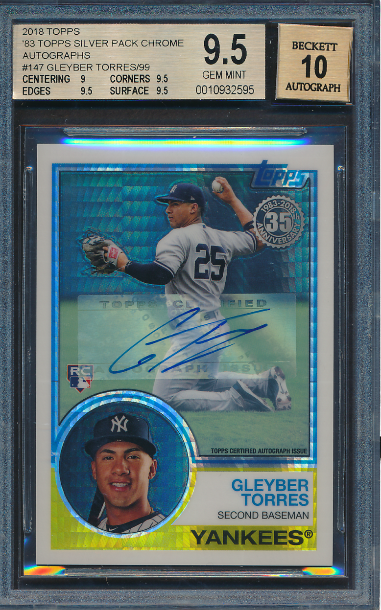 2018 Topps '83 Silver Pack Chrome Autographs #147 Gleyber Torres Rookie Auto /99 BGS 9.5 Z27489