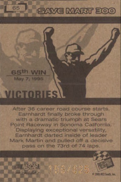 2005 Press Pass Dale Earnhardt Victories #65 Dale Earnhardt back image
