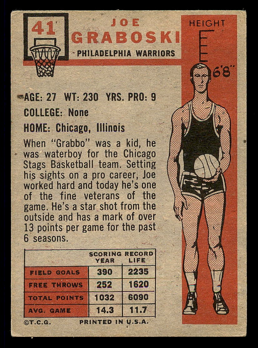 1957-58 Topps #41 Joe Graboski back image