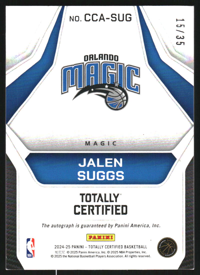 2024-25 Totally Certified Certified Competitor Autographs Mirror Blue #7 Jalen Suggs Auto /35
