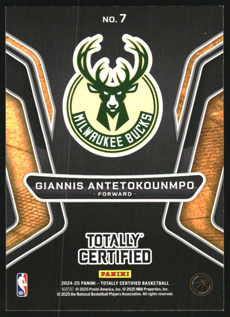 2024-25 Totally Certified Gold Team #7 Giannis Antetokounmpo