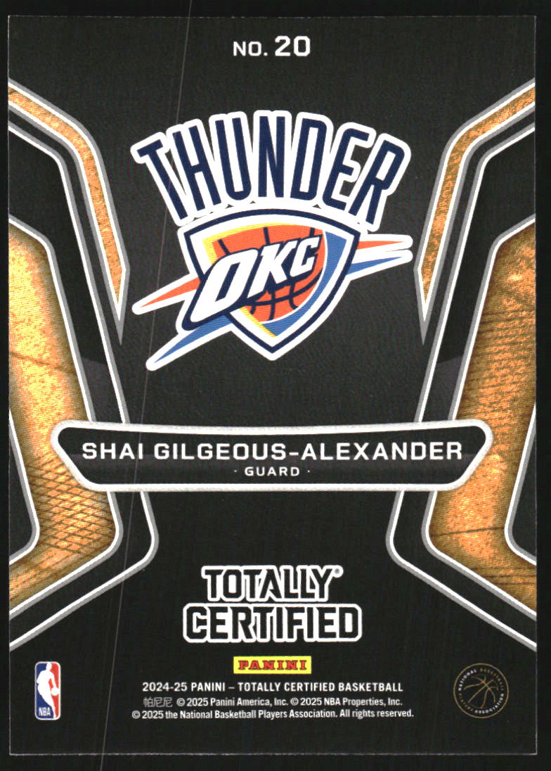 2024-25 Totally Certified Gold Team #20 Shai Gilgeous-Alexander