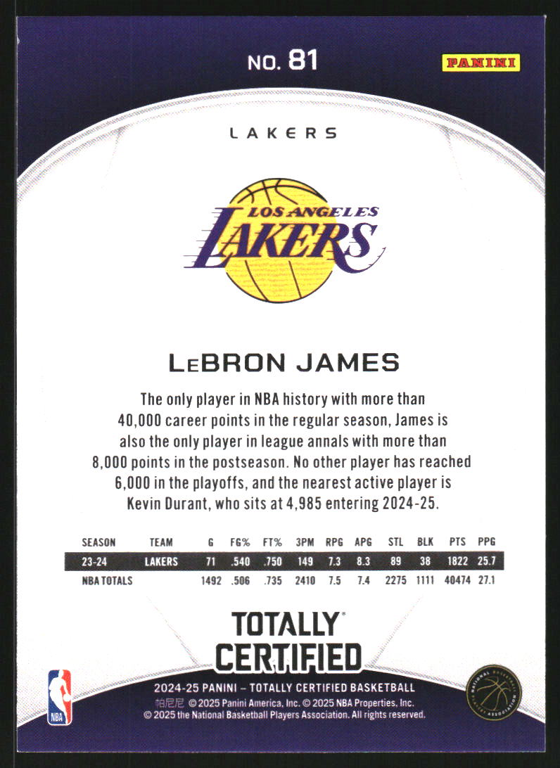 2024-25 Totally Certified Mirror #81 LeBron James