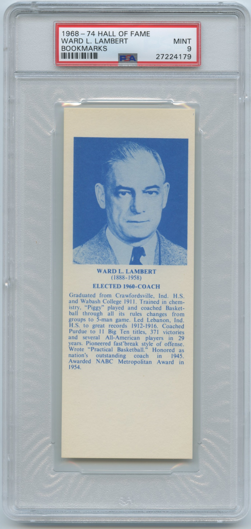 1968-74 Hall of Fame Bookmarks #25 Ward L. Lambert