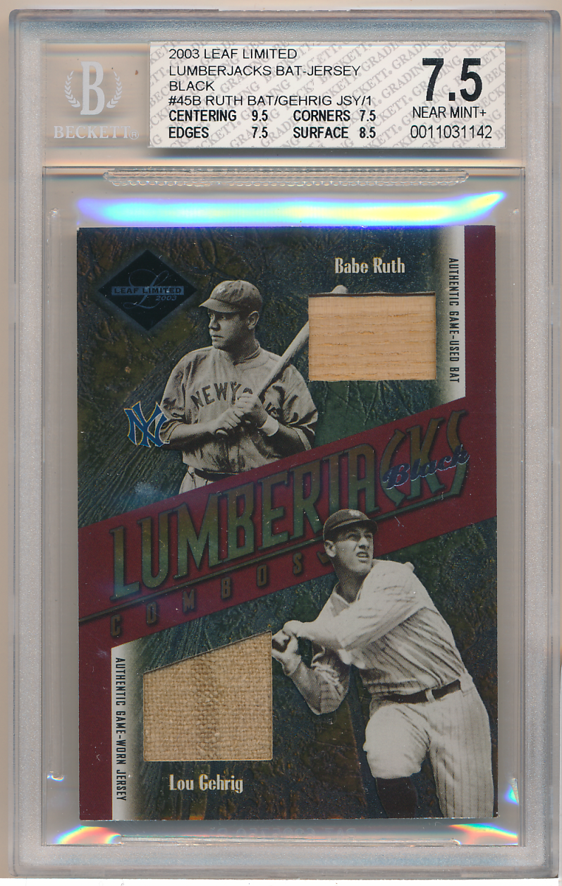 2003 Donruss Elite Throwback Threads Babe Ruth/Lou Gehrig Jersey