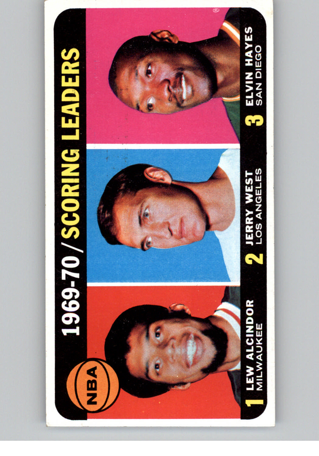1970-71 Topps #1 Lew Alcindor/Jerry West/Elvin Hayes LL