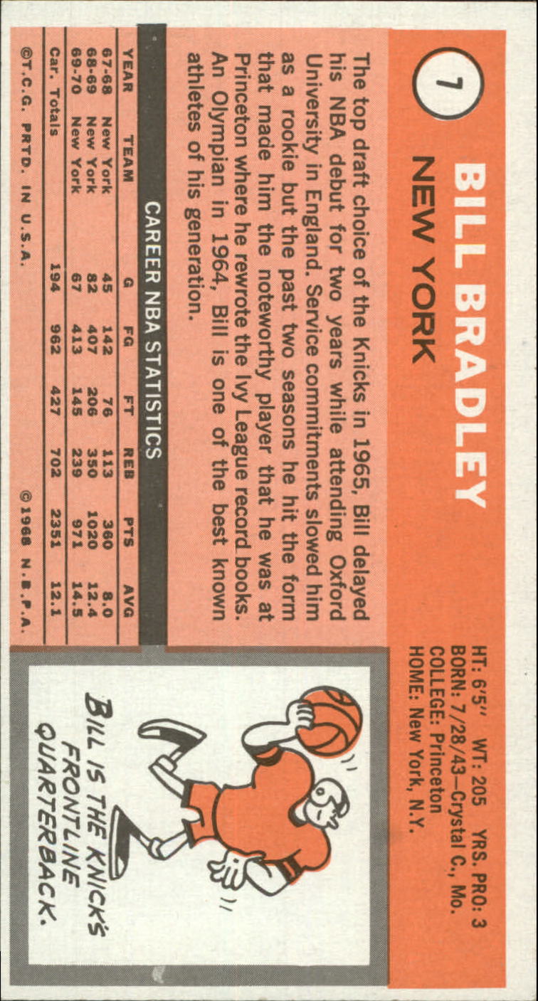 1970-71 Topps #7 Bill Bradley back image