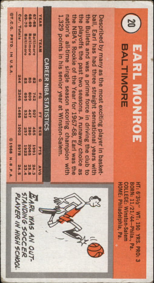 1970-71 Topps #20 Earl Monroe back image