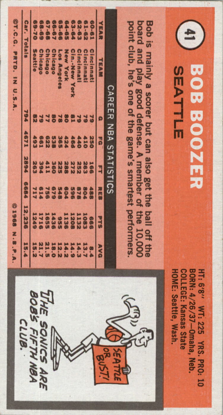 1970-71 Topps #41 Bob Boozer back image