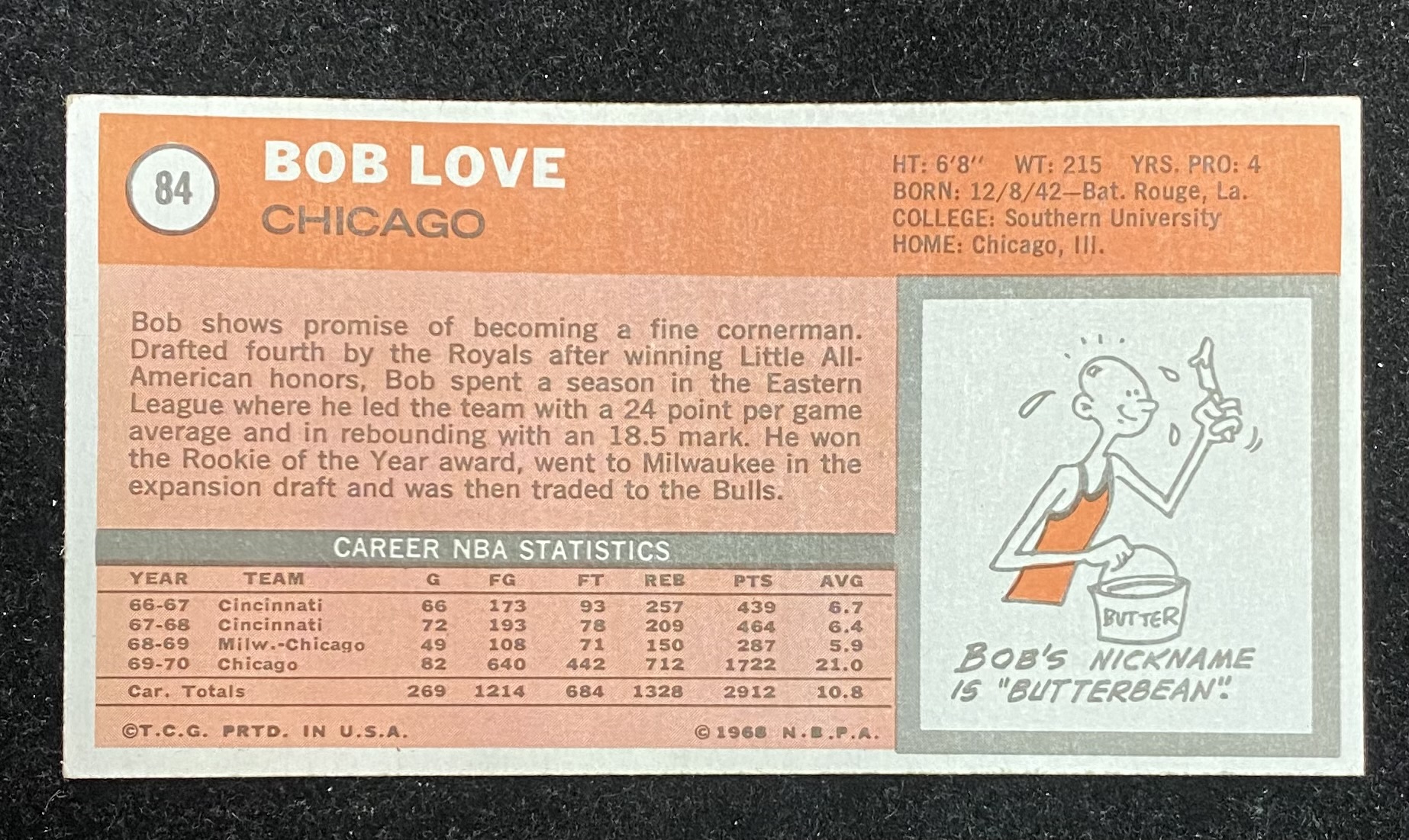 1970-71 Topps #84 Bob Love back image