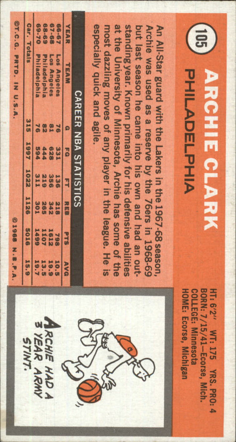 1970-71 Topps #105 Archie Clark back image