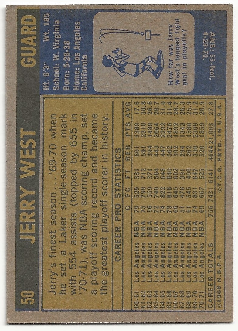 1971-72 Topps #50 Jerry West back image