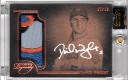 2014 Topps Dynasty Autograph Patches #APDW8 David Wright Autograph 4 Color Game-Worn Jersey Patch Card Serial #07/10