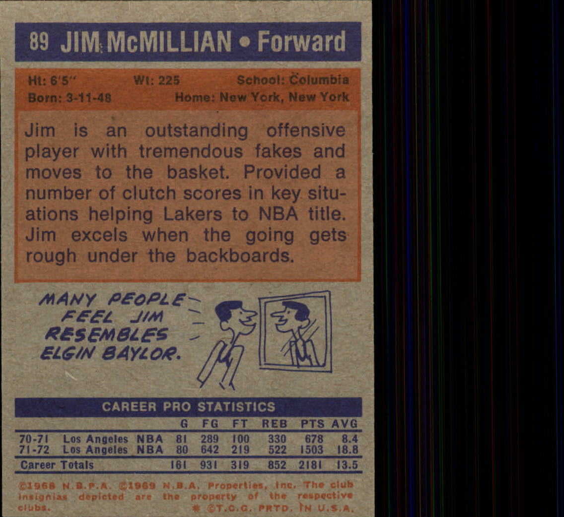 1972-73 Topps #89 Jim McMillian back image