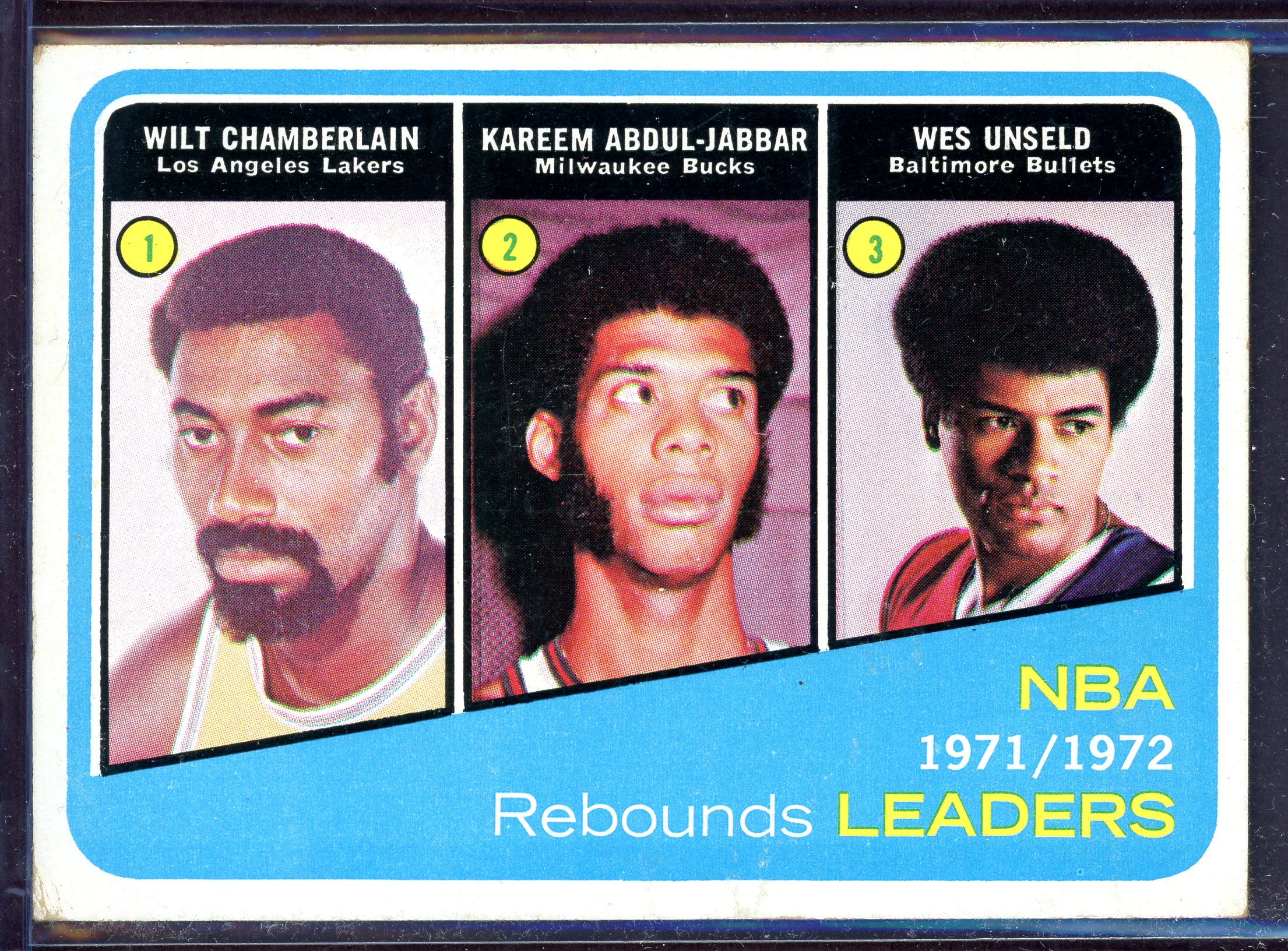 1972-73 Topps #175 Wilt Chamberlain/Kareem Abdul-Jabbar/Wes Unseld LL