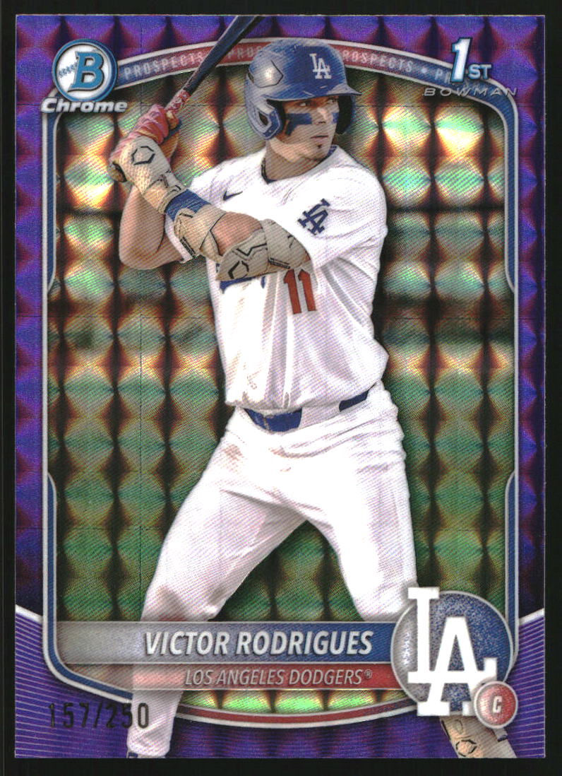 2025 Bowman Chrome Prospects Purple Geometric Refractors #BCP45 Victor Rodrigues