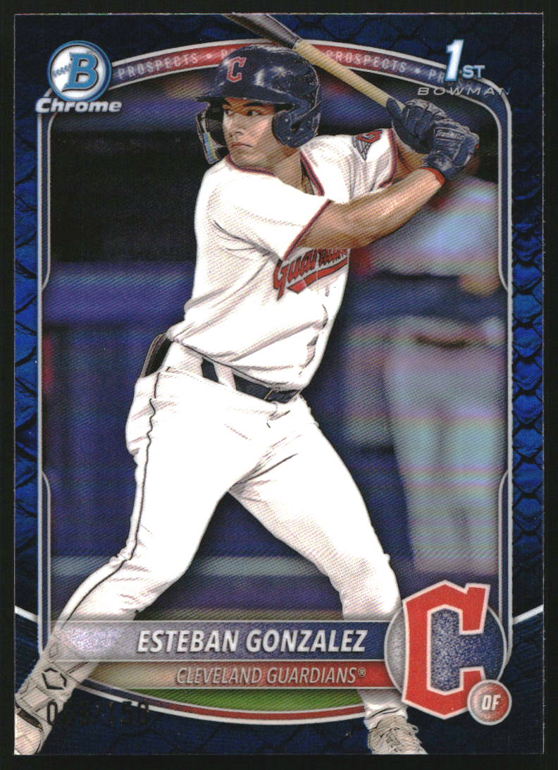 2025 Bowman Chrome Prospects Blue Reptilian Refractors #BCP70 Esteban Gonzalez