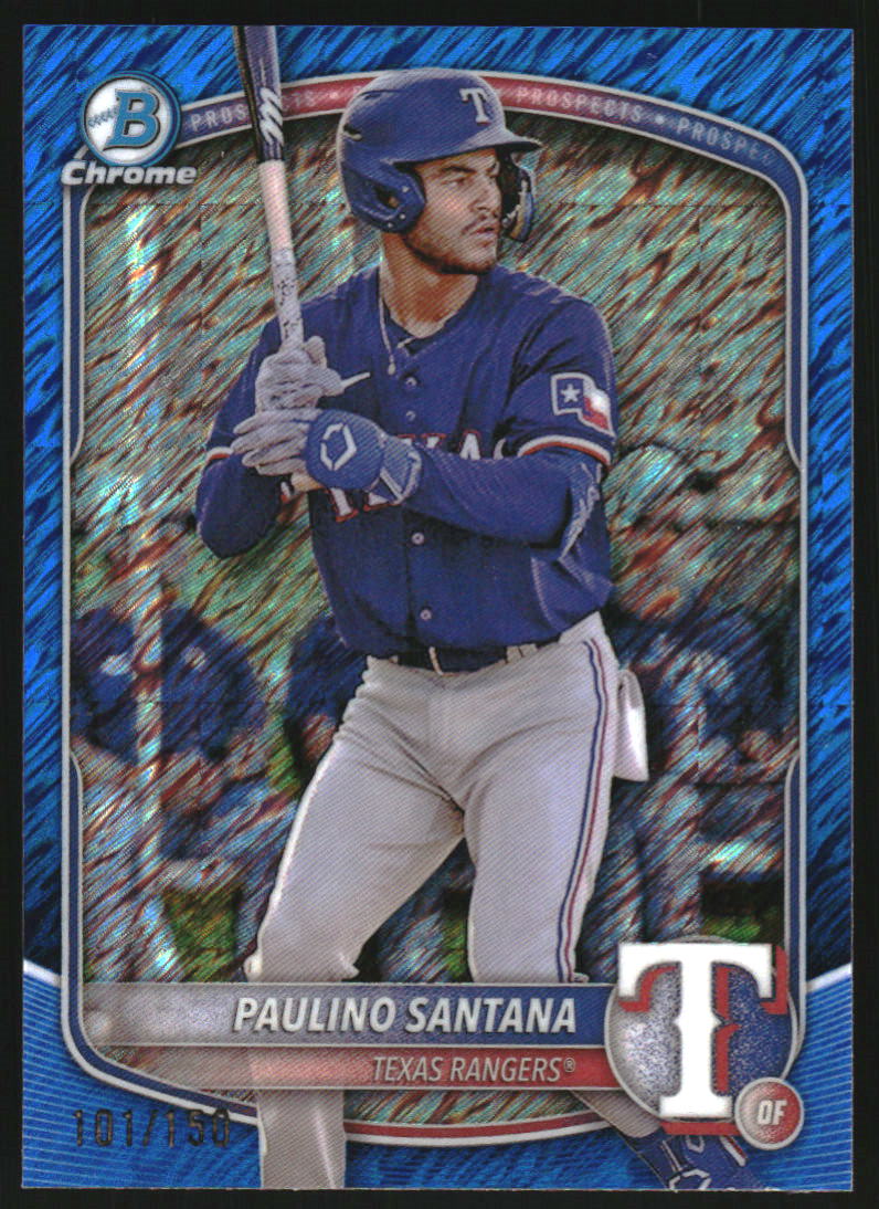 2025 Bowman Chrome Prospects Blue Shimmer Refractors #BCP72 Paulino Santana /150