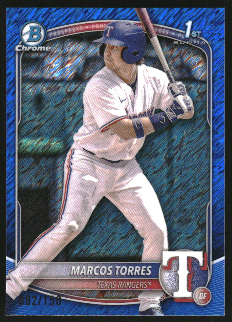 2025 Bowman Chrome Prospects Blue Shimmer Refractors #BCP94 Marcos Torres