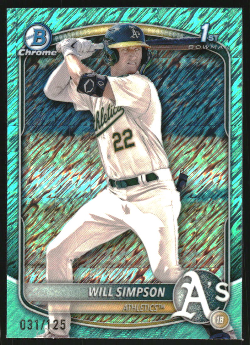 2025 Bowman Chrome Prospects Aqua Shimmer Refractors #BCP35 Will Simpson /125