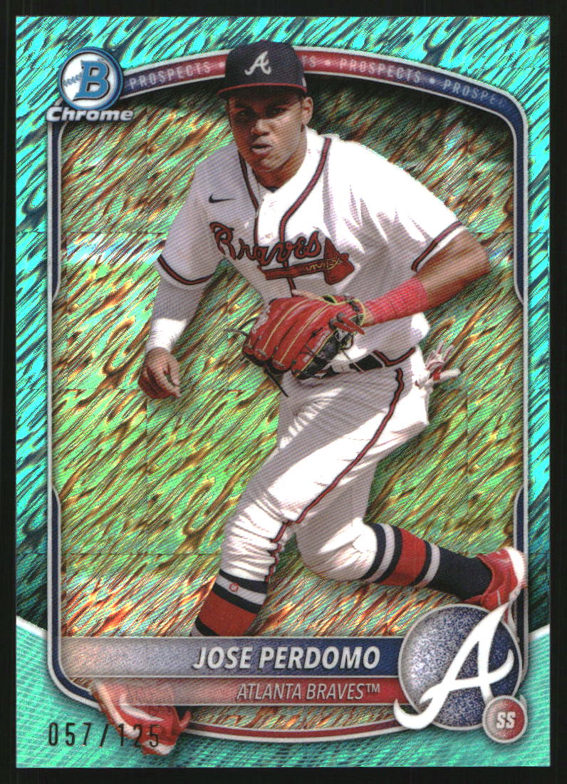 2025 Bowman Chrome Prospects Aqua Shimmer Refractors #BCP106 Jose Perdomo