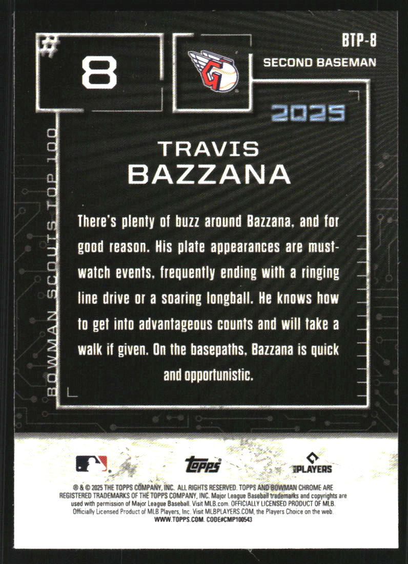 2025 Bowman Chrome Scouts Top 100 #BTP8 Travis Bazzana