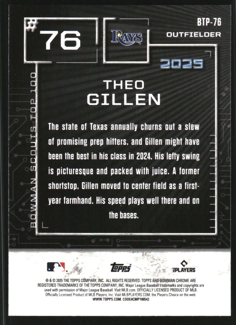 2025 Bowman Chrome Scouts Top 100 #BTP76 Theo Gillen