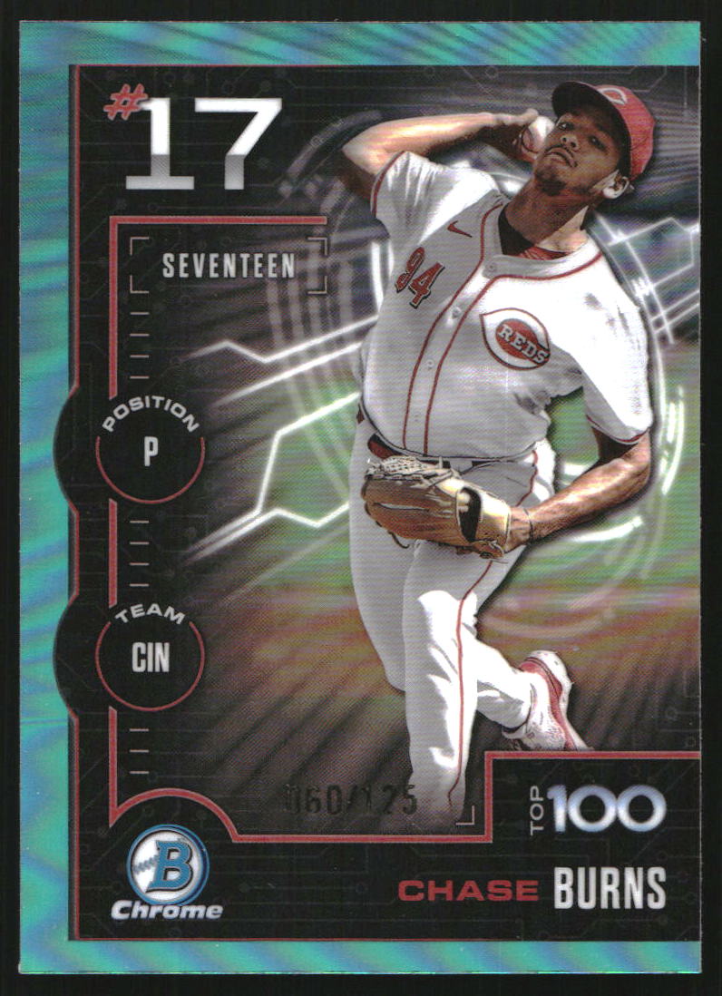 2025 Bowman Chrome Scouts Top 100 Aqua Refractors #BTP17 Chase Burns
