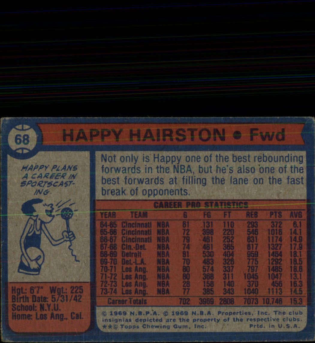 1974-75 Topps #68 Happy Hairston back image