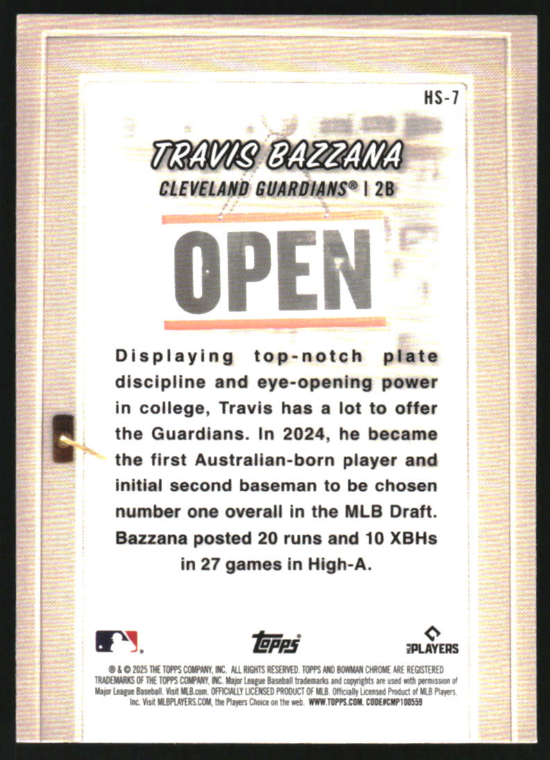2025 Bowman Chrome Hobby Stars #HS7 Travis Bazzana