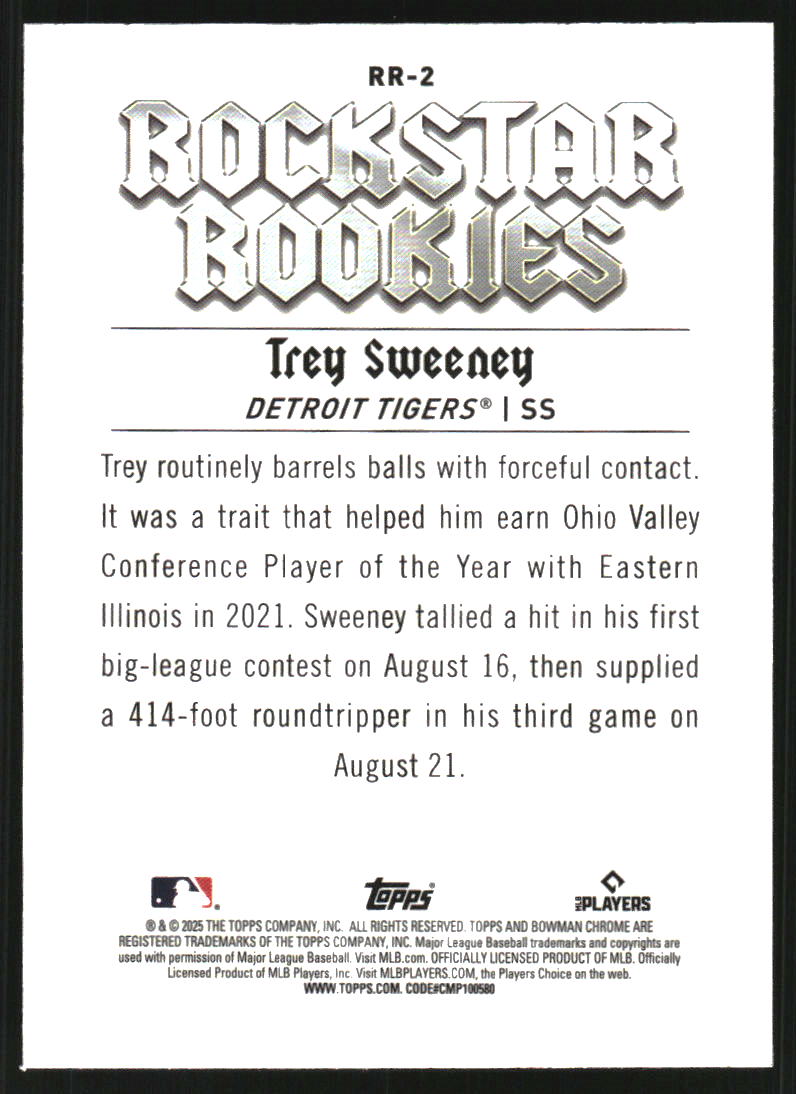 2025 Bowman Chrome Rockstar Rookies #RR2 Trey Sweeney