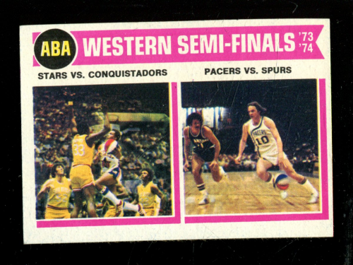 1974-75 Topps #247 ABA Western Semis/Stars over Conquistadors/Pacers over Spurs
