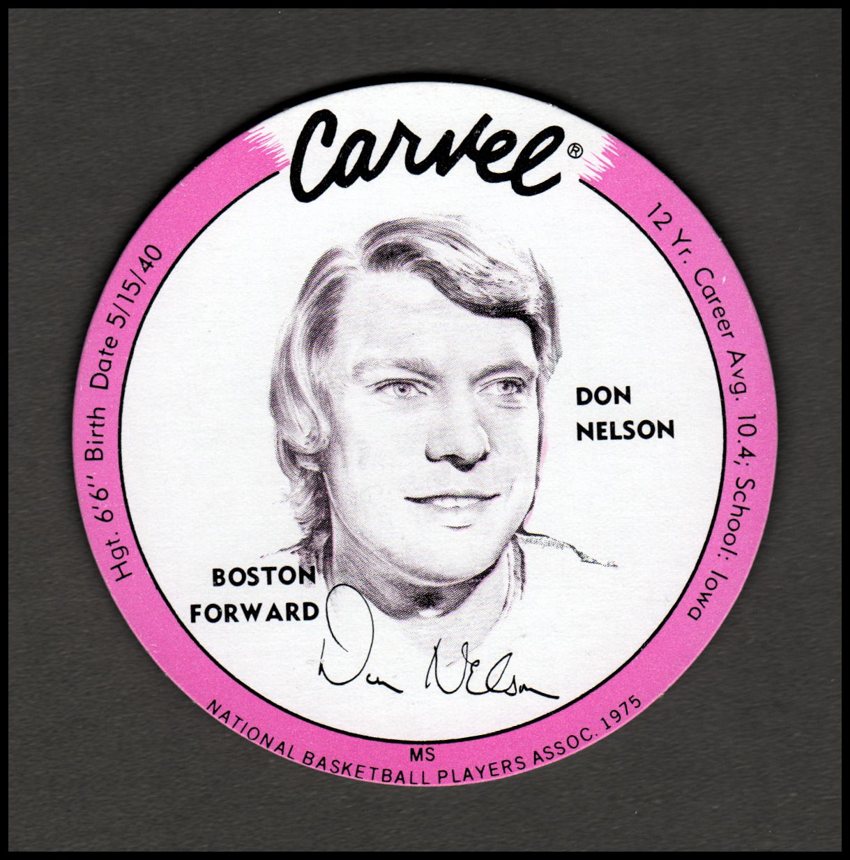 1975 Carvel Discs #24 Don Nelson
