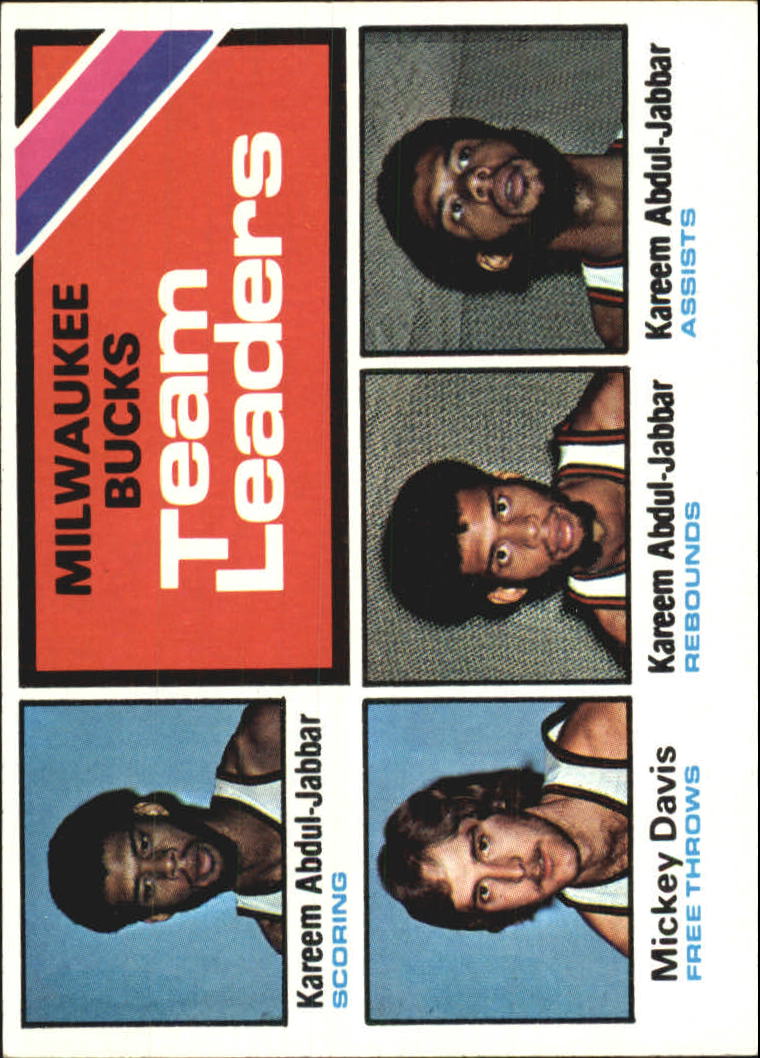 1975-76 Topps #126 Kareem Abdul-Jabbar/Mickey Davis/Kareem Abdul-Jabbar/Kareem Abdul-Jabbar TL