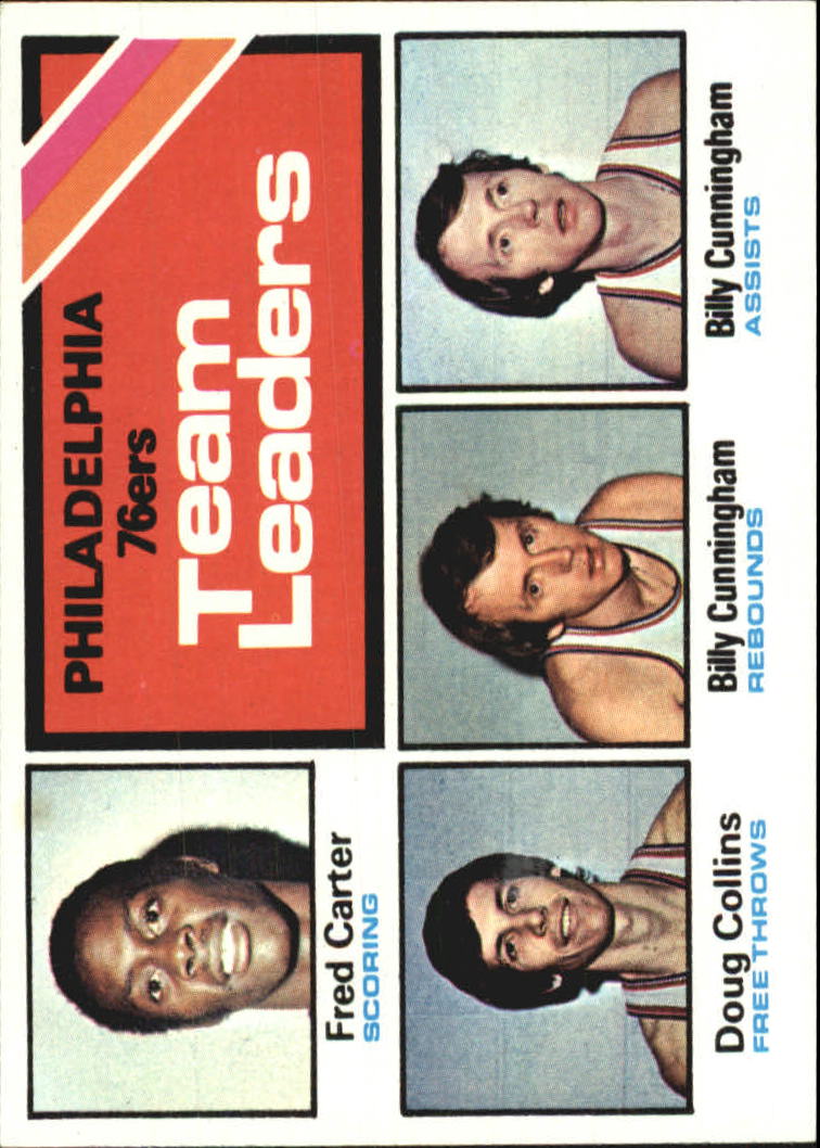 1975-76 Topps #129 Fred Carter/Doug Collins/Billy Cunningham/Billy Cunningham TL DP
