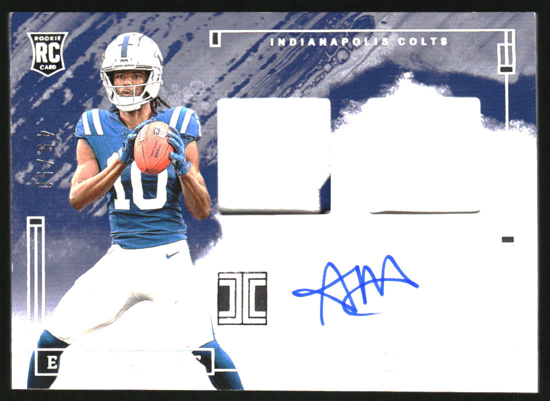 2024 Panini Impeccable Elegance Rookie Helmet and Patch Autographs Silver #8 Adonai Mitchell Auto Jersey /50