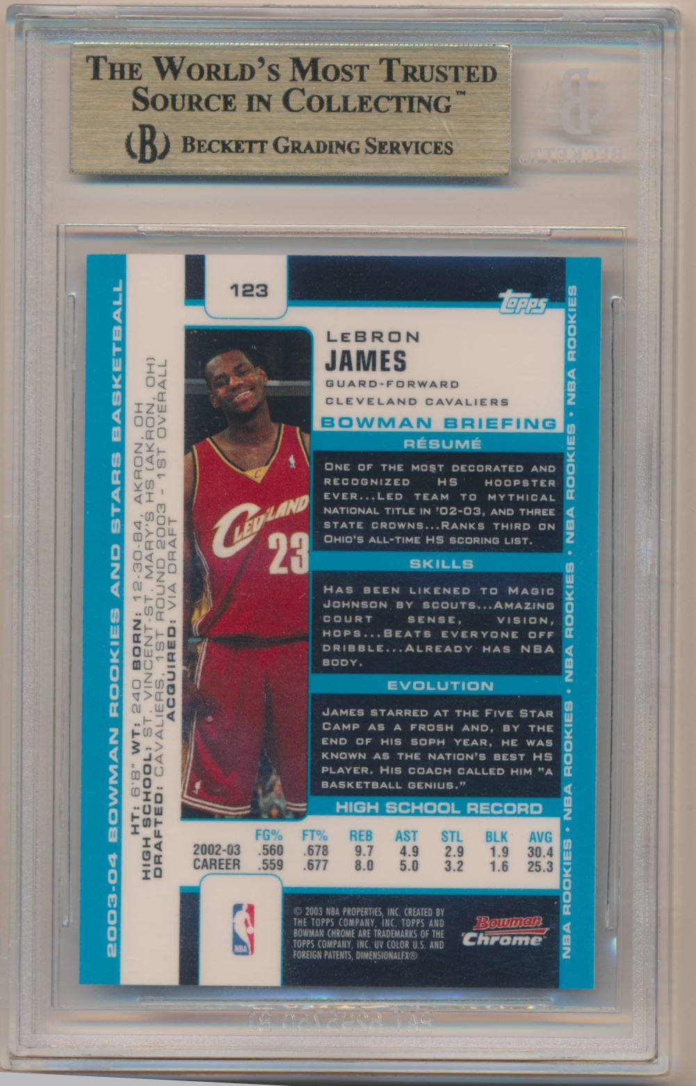 2003-04 Bowman Chrome #123 Lebron James Rookie Card BGS 9.5