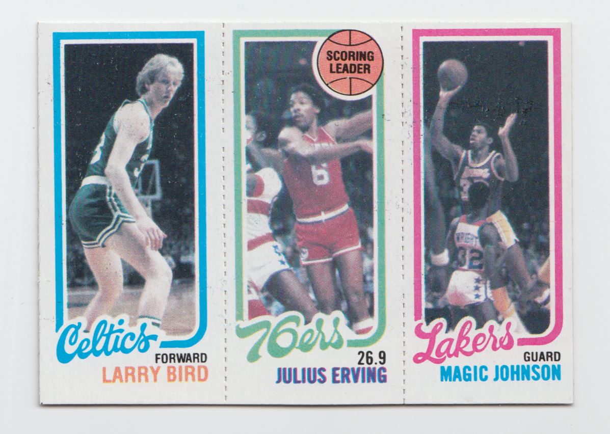 1980-81 Topps #6 34 Larry Bird RC/174 Julius Erving TL/139 Magic Johnson RC