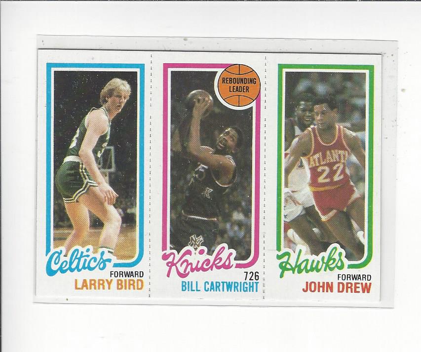 1980-81 Topps #94 34 Larry Bird/164 Bill Cartwright TL/23 John Drew